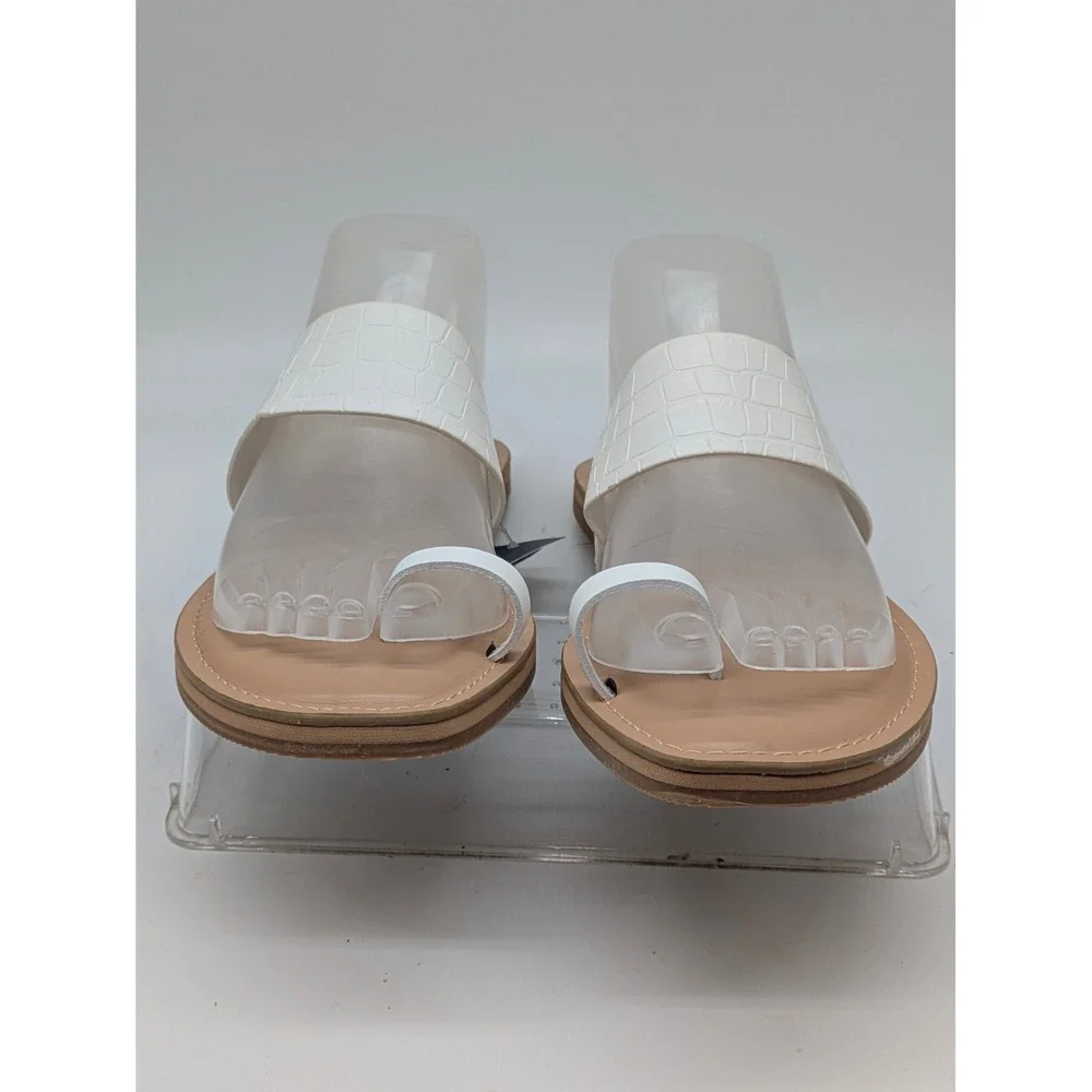 Universal Thread Juno Sandals White Croc Embossed Memory Foam Women's 10 NWT